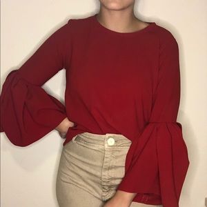 Long Sleeve Bell Ruffled Sleeve Top from Zara 🌹